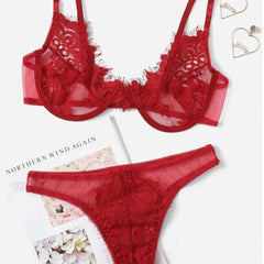 Sexy Lace Three-Point Bralette Set