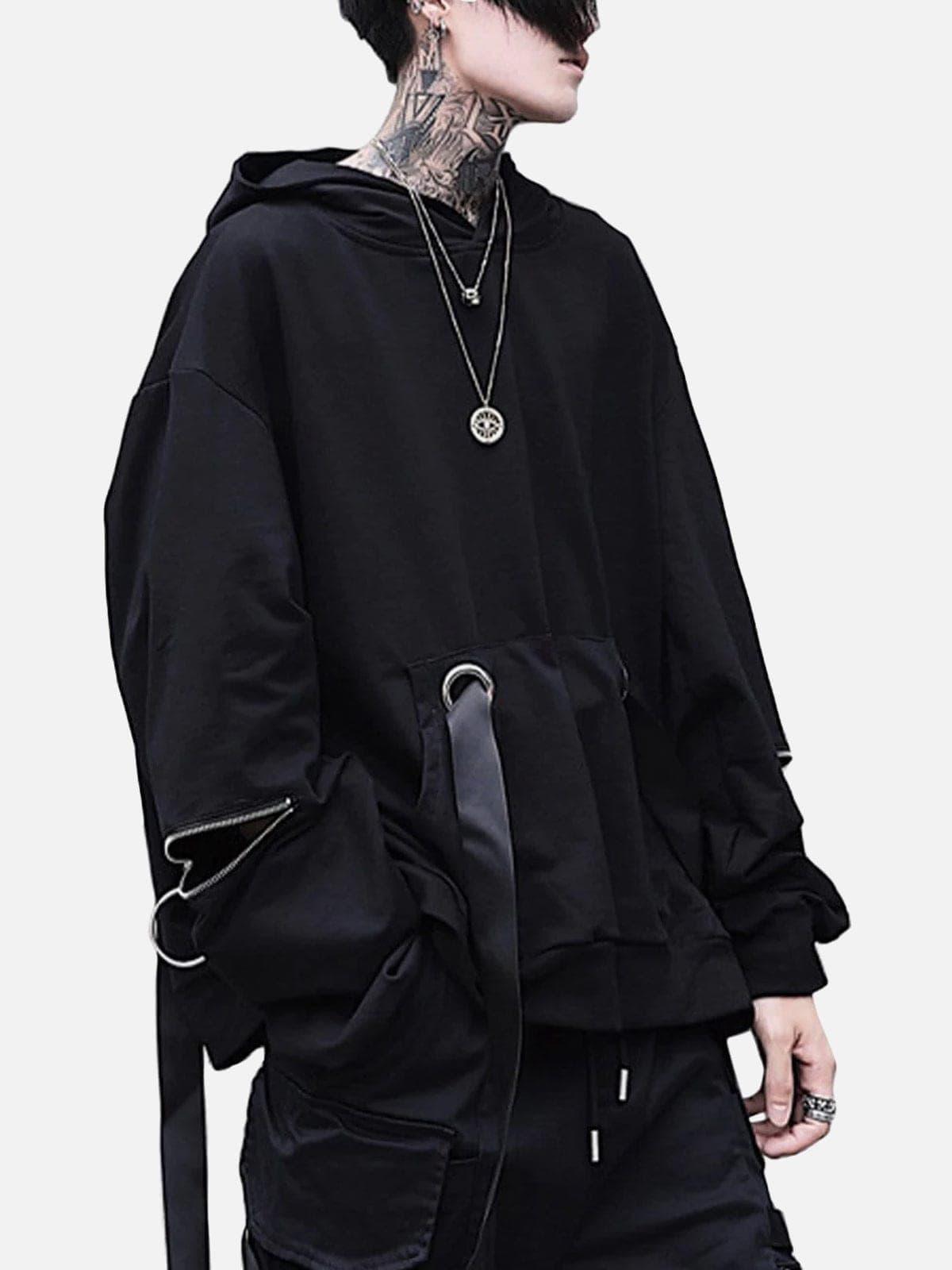 Function Dark Ribbons Zipper Hoodie