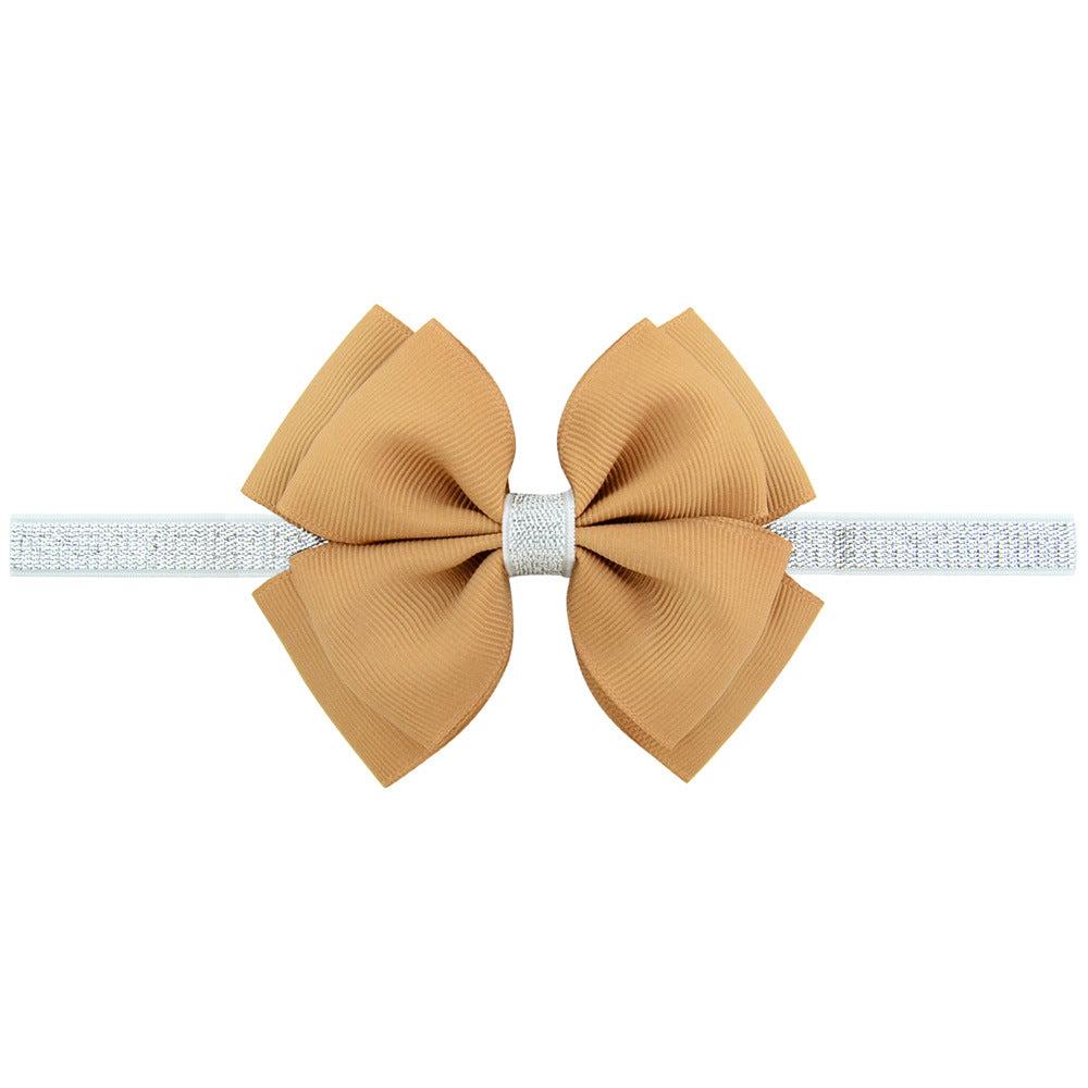 1 Pcs Baby Hair Bow Flower Headband Silver Ribbon Hair