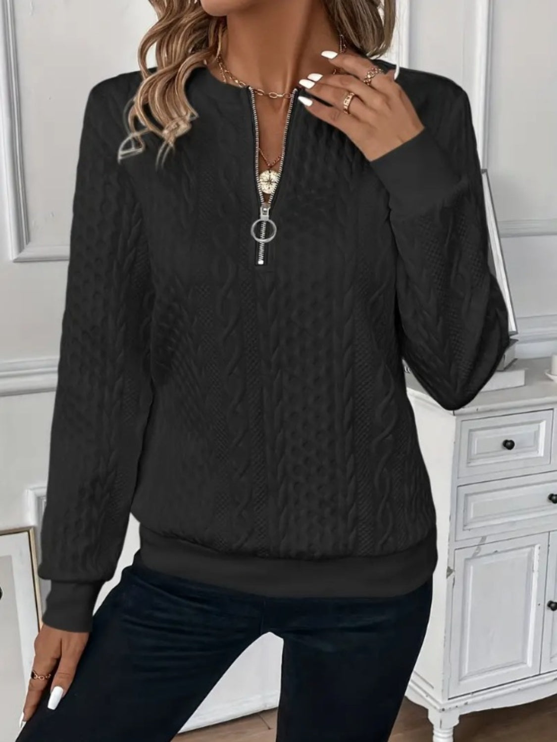 Half Zip Long Sleeve Sweatshirt