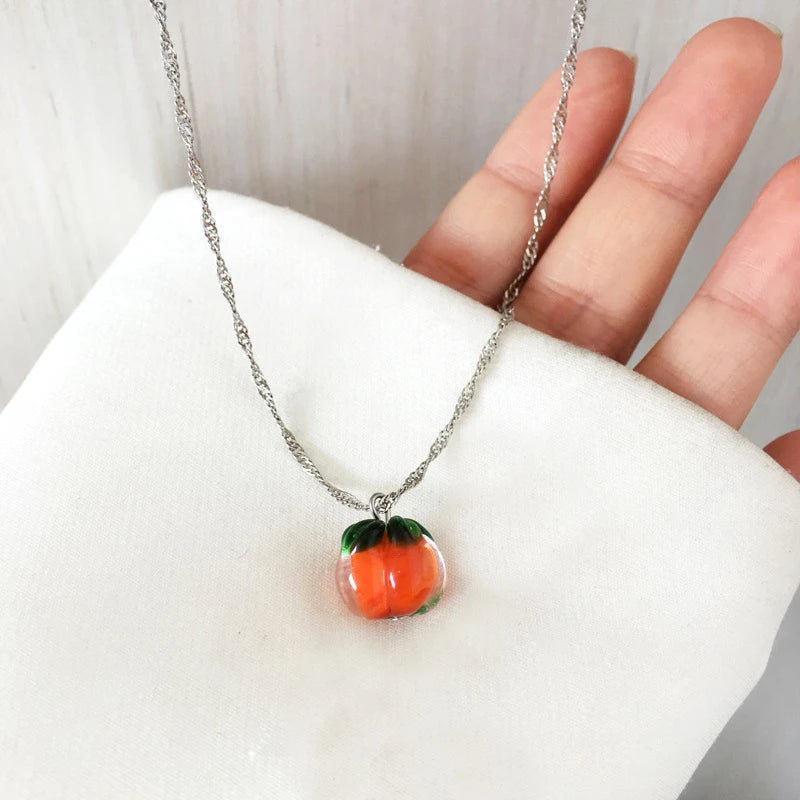 Cute Little Persimmon Pendant Necklace