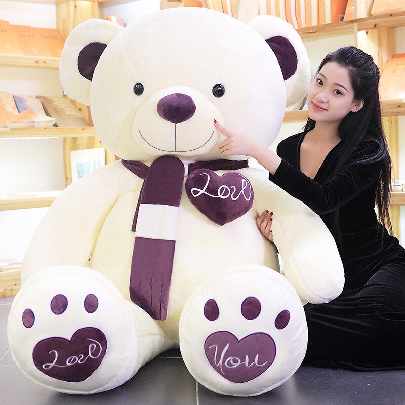 120cm 4 Colors Teddy Bear Skin With Scarf unStuffed Animals Bear Plush Toys Teddy Bear Doll Cover Lovers Birthday Baby Gift