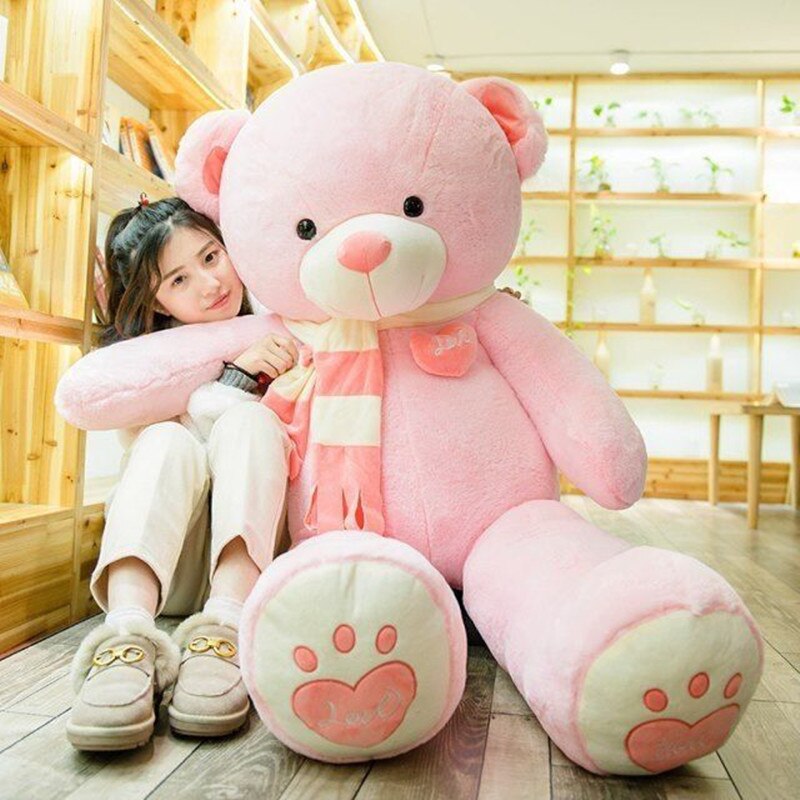 120cm 4 Colors Teddy Bear Skin With Scarf unStuffed Animals Bear Plush Toys Teddy Bear Doll Cover Lovers Birthday Baby Gift