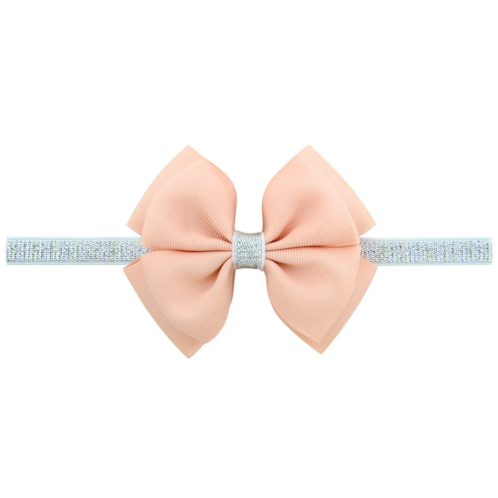 1 Pcs Baby Hair Bow Flower Headband Silver Ribbon Hair