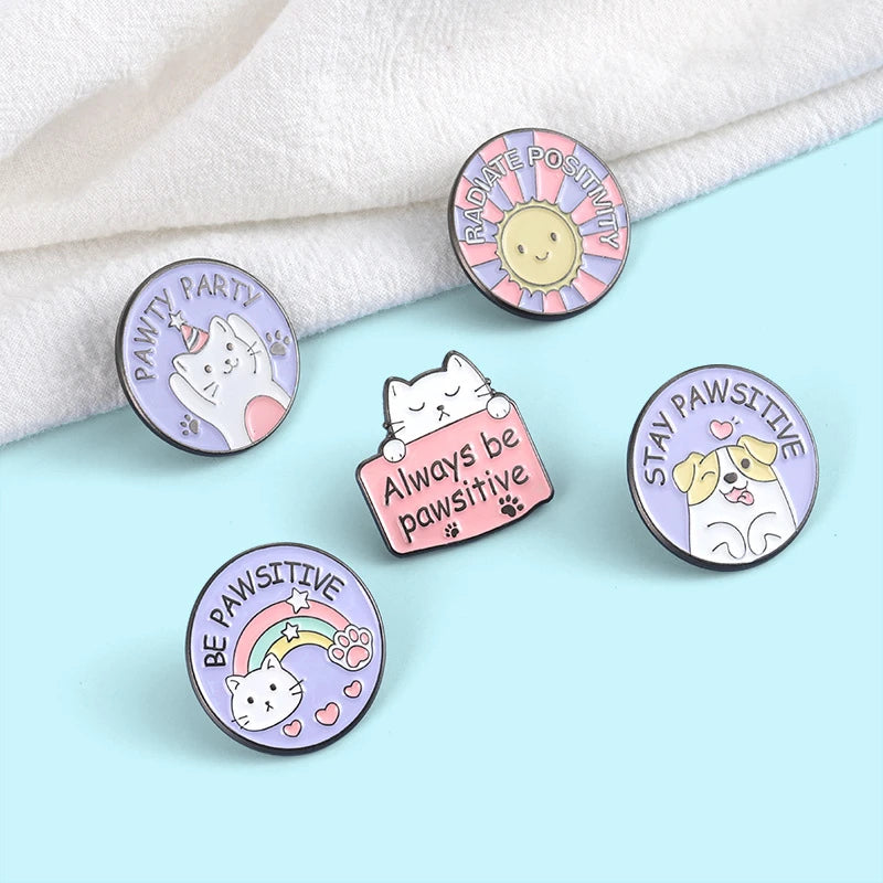 Cartoon Round Cat Claw Pins