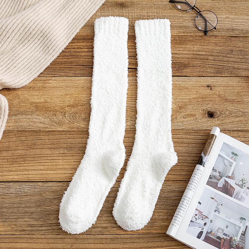 Pure color knee-length Floor Socks