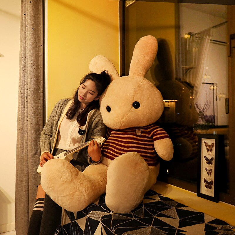 130cm Lovely Giant Rabbit Plush Toy Soft Cartoon Animal Big Ear Bunny Plush Doll Stuffed Pillow Baby Accompany Toys Kawaii Gifts