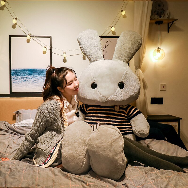 130cm Lovely Giant Rabbit Plush Toy Soft Cartoon Animal Big Ear Bunny Plush Doll Stuffed Pillow Baby Accompany Toys Kawaii Gifts