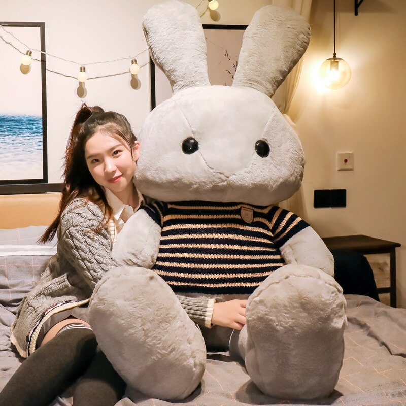 130cm Lovely Giant Rabbit Plush Toy Soft Cartoon Animal Big Ear Bunny Plush Doll Stuffed Pillow Baby Accompany Toys Kawaii Gifts