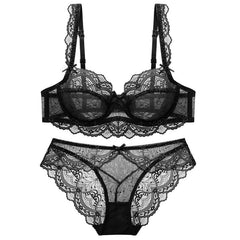 New Hollow Ultra Thin Lace Sexy Bralette Set