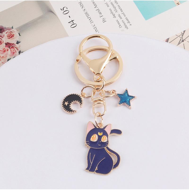 Moon Star Cat Keychain