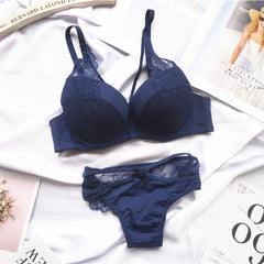 Plus Size Cross Tie  Lace Bra Set