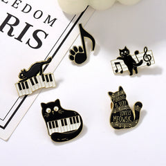 Black Cat Piano Note Pins