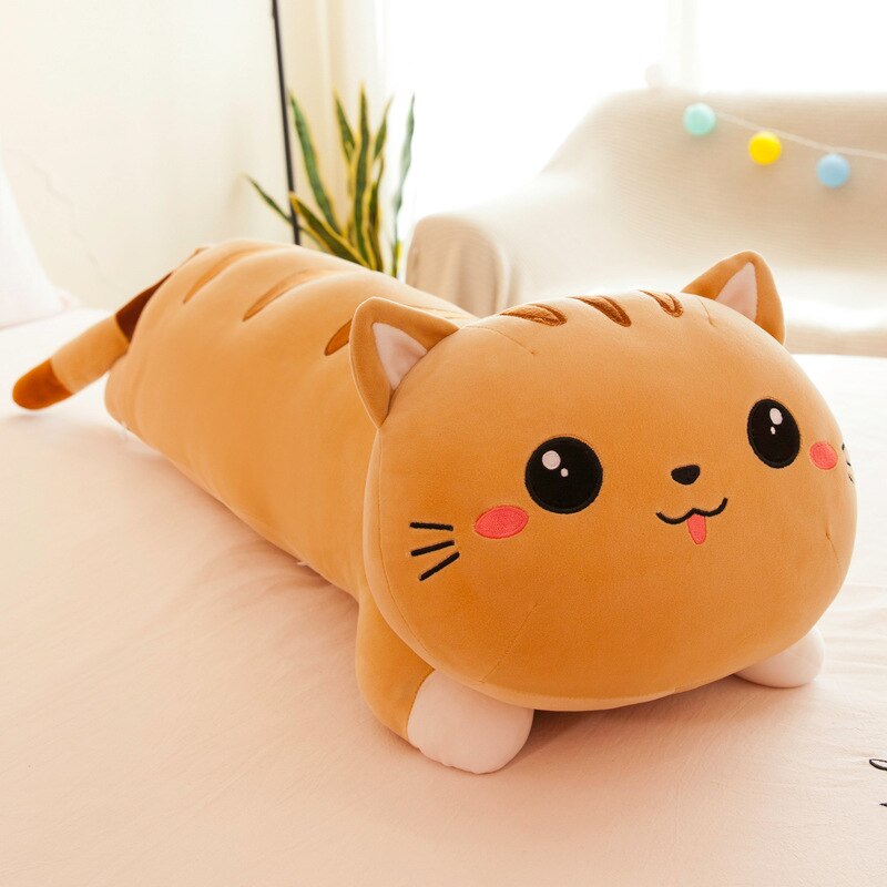 140cm Comfort Cushion Cute Soft Long Cat Plush Toys Stuffed Pause Office Pillow Bed Sleep Pillow Home Gift Doll for Kids Girl