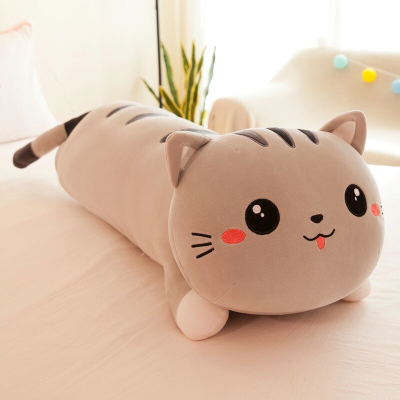 140cm Comfort Cushion Cute Soft Long Cat Plush Toys Stuffed Pause Office Pillow Bed Sleep Pillow Home Gift Doll for Kids Girl