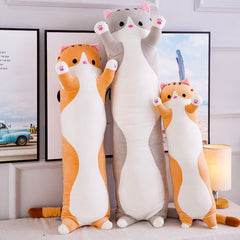 140cm Comfort Cushion Cute Soft Long Cat Plush Toys Stuffed Pause Office Pillow Bed Sleep Pillow Home Gift Doll for Kids Girl