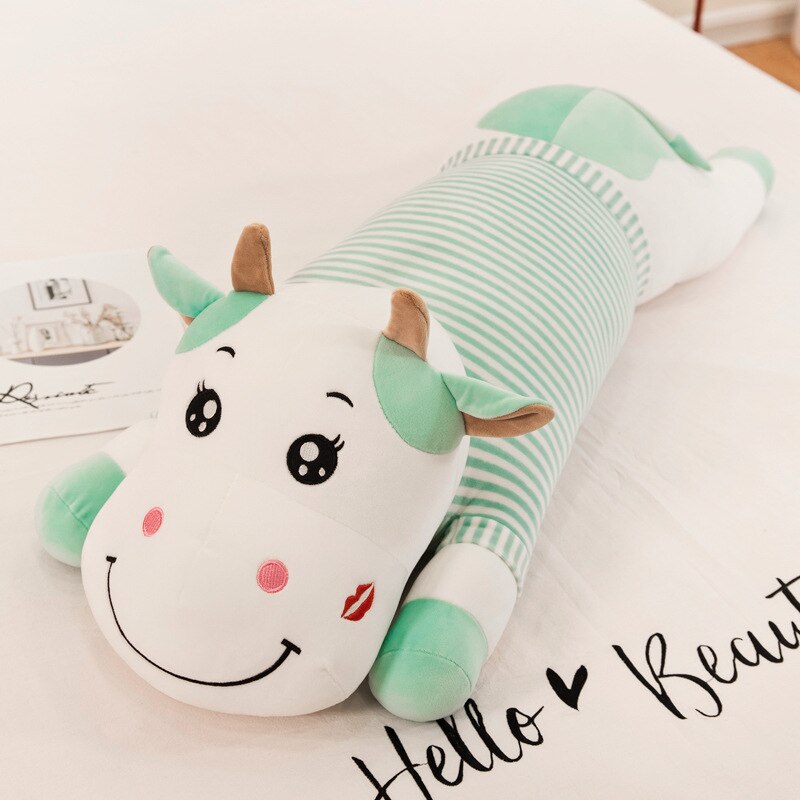 140cm Lovely Creative Milk Cow Plush Pillow Toys Soft Stuffed Cartoon Animal Cattle Doll Bedroom Sleeping Pillow Cushion