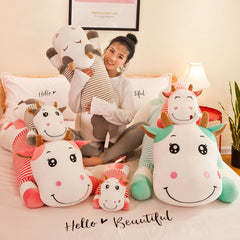 140cm Lovely Creative Milk Cow Plush Pillow Toys Soft Stuffed Cartoon Animal Cattle Doll Bedroom Sleeping Pillow Cushion