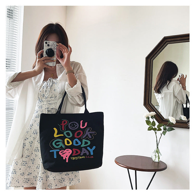 Rainbow Colored Alphabet Smiley Shoulder Bag