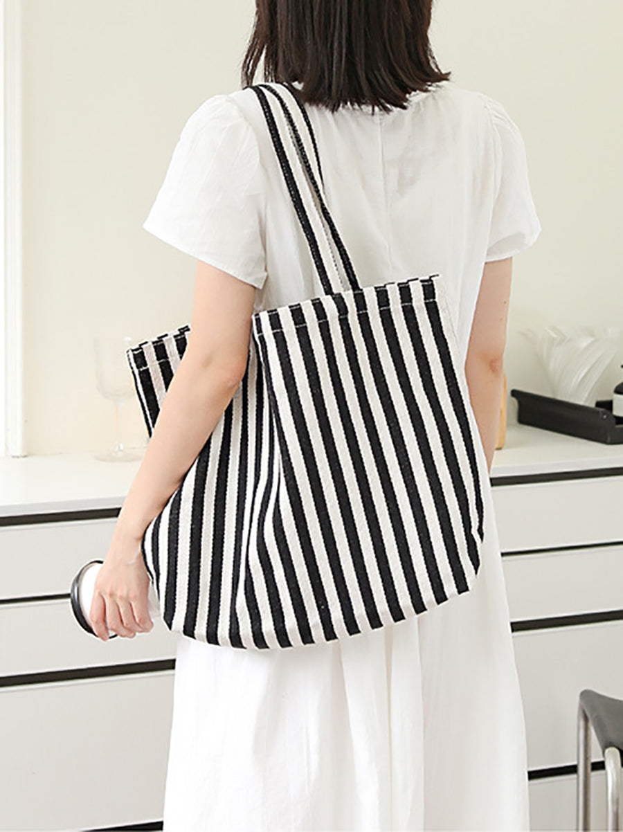 Canvas Stripe Casual Bag Women Shoulder