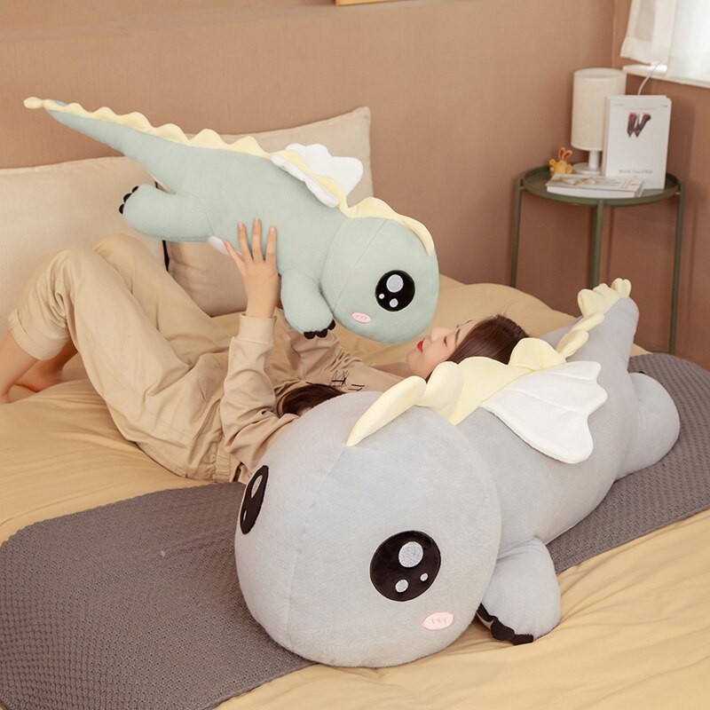 150cm Huggable Big Long Cute Dinosaur Plush Toy Soft Cartoon Animal Angel Stuffed Doll Boyfriend Pillow Kids Girl Birthday Gift