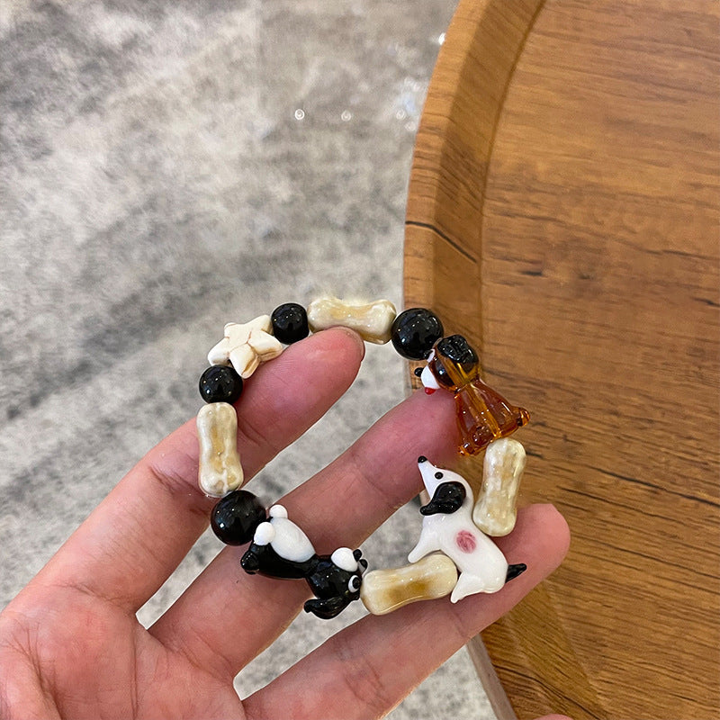 Cute Ceramic Vintage Bone Puppy Bracelet