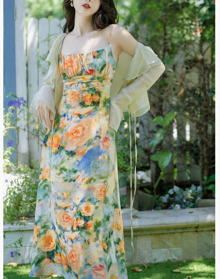 Summer Garden 2-Piece Floral Print Cottagecore Dress Set