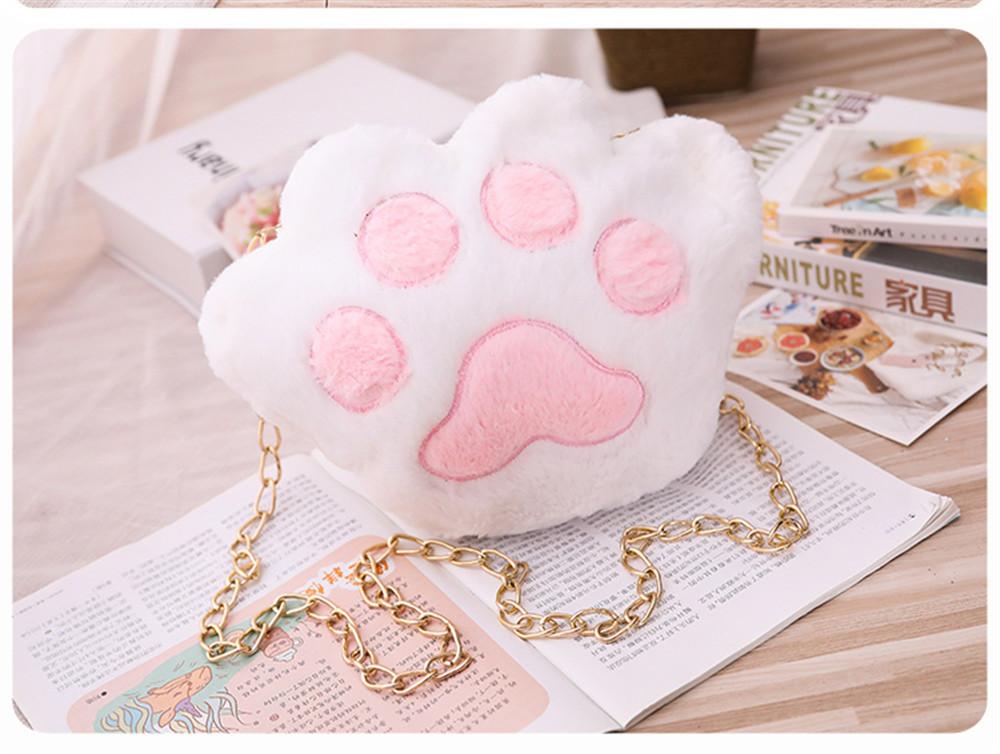 Cat Paw Plush Chain Bags