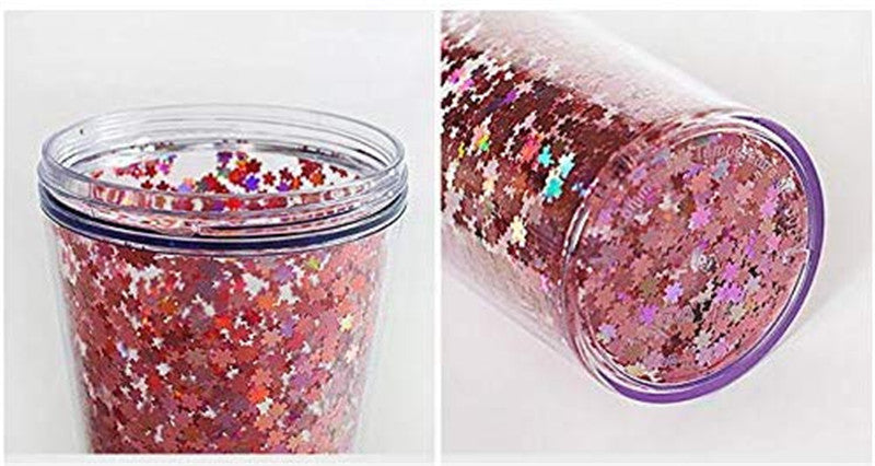 Kawaii Sequined Double Wall Cat Ears Bottle