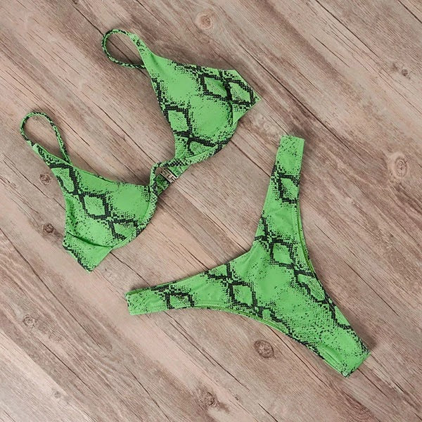 Patterned Sexy Bikini Two-Piece Set