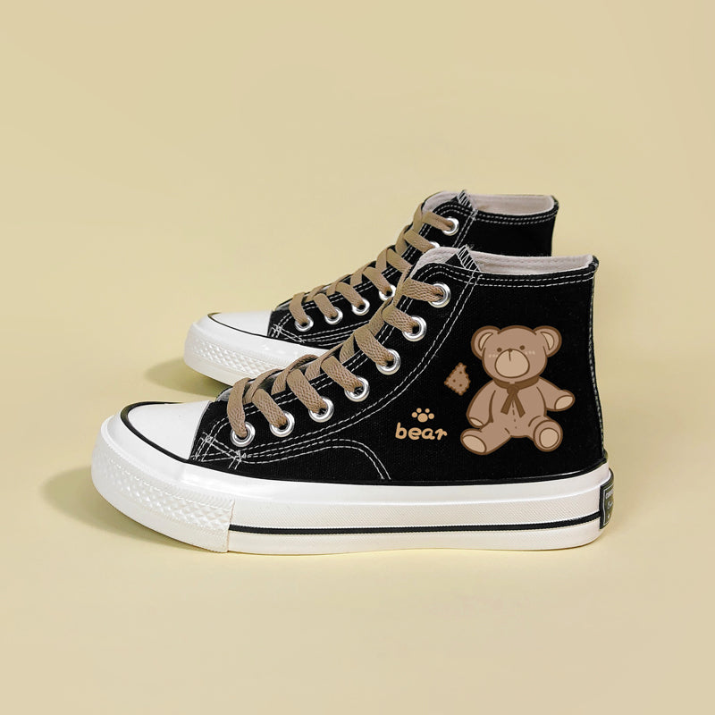 Cute Bear High Top Casual Canvas Shoes