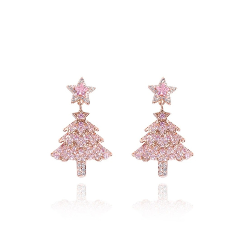 Stylish Shiny Christmas Tree Earrings