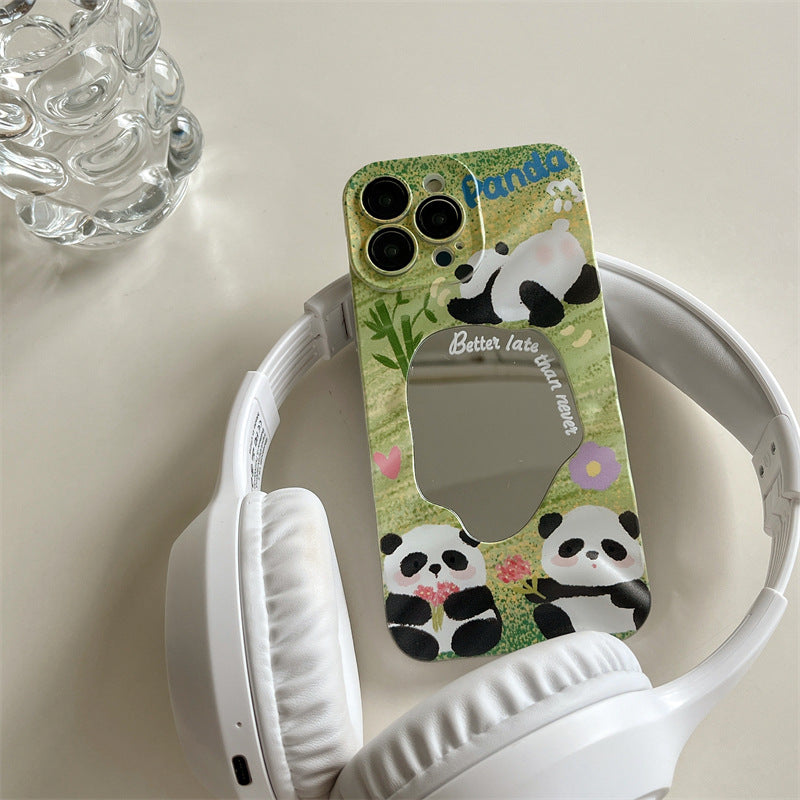 Mirror Green Panda Flowers Phone Case