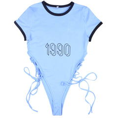 1990 PRINT LACE UP BODYSUIT