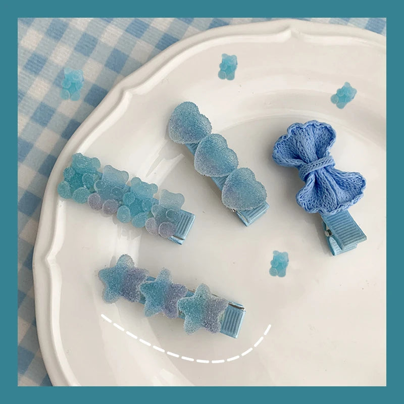 Blue Marshmallows Hair Clips