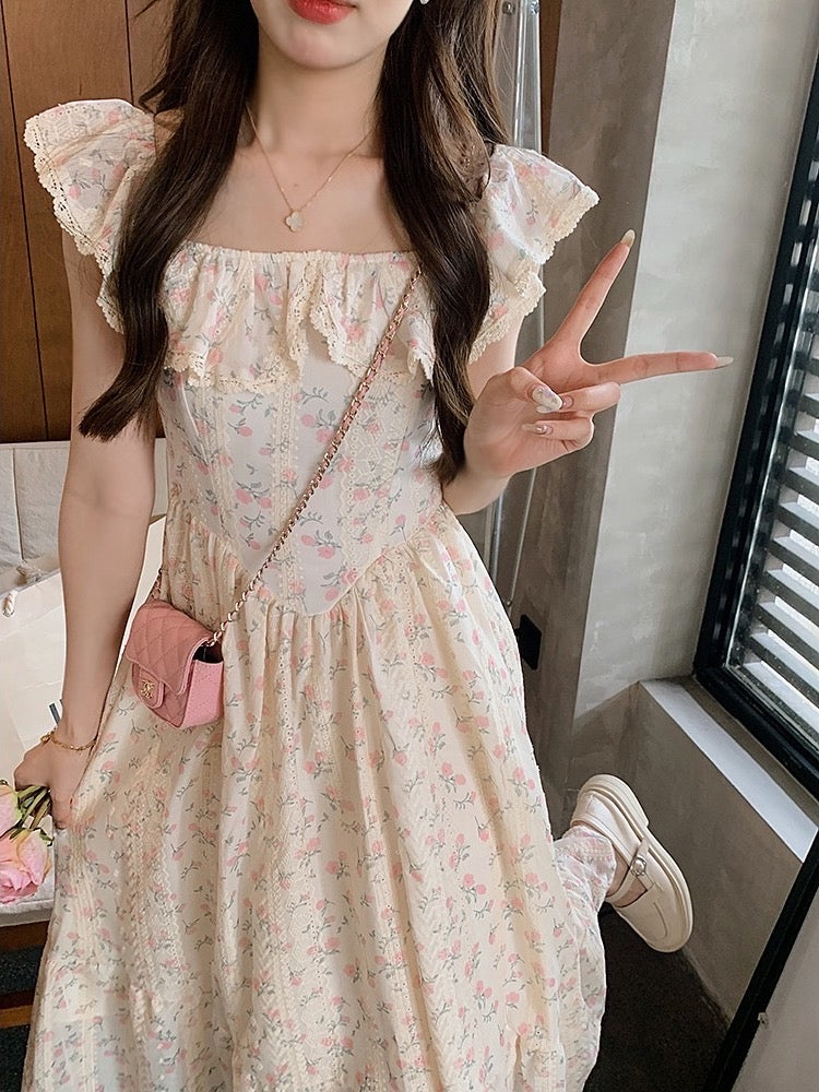 Summer End Vintage Floral Cottagecore Dress