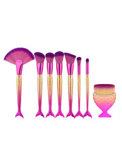 8Pcs Fish Tail Makeup Brushes Set Fish Scale