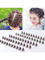 12PCS/Lot Small Cute Crystal Flowers Metal Hair