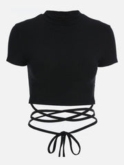 Cross Straps Short Sleeve T Shirt