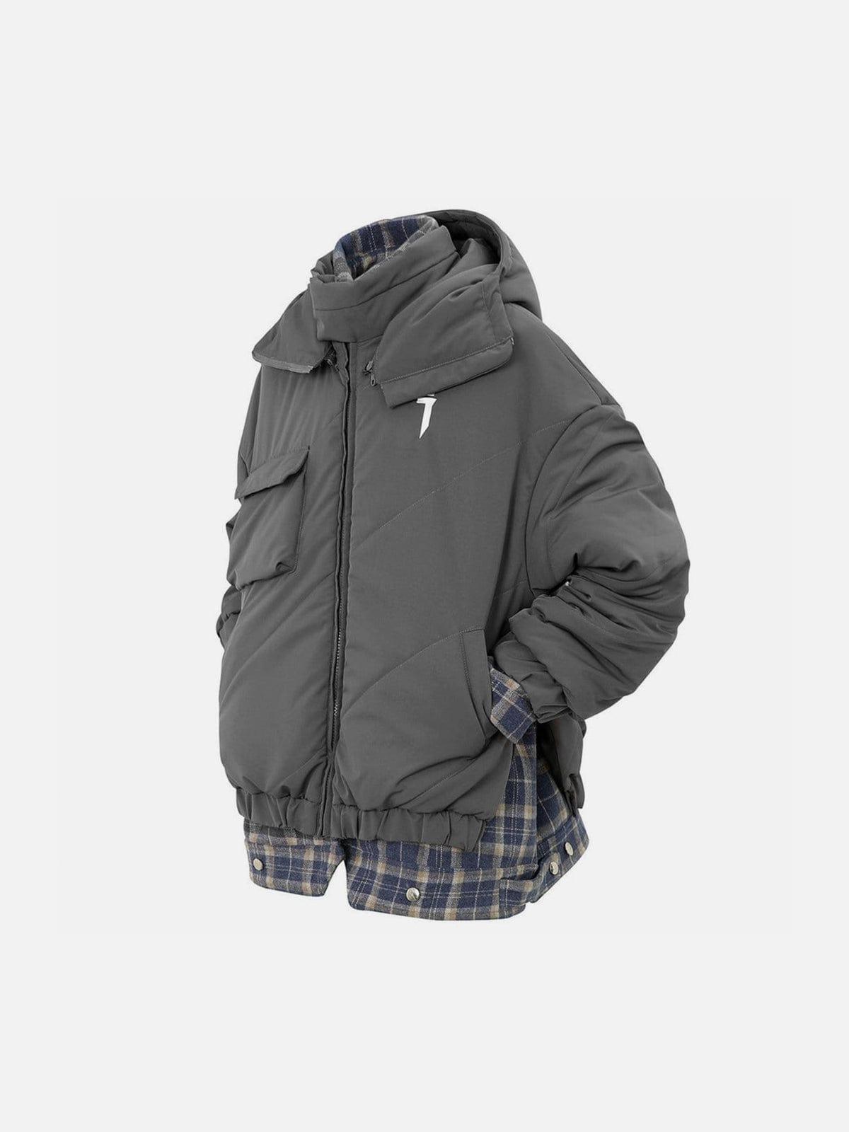 Fake Two Plaid Winter Coat