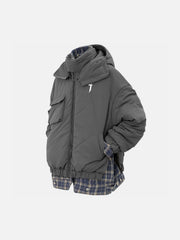 Fake Two Plaid Winter Coat