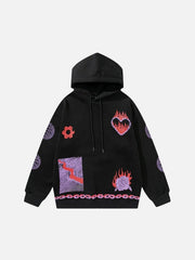 Fire Flame Love Chain Print Fleece Hoodie