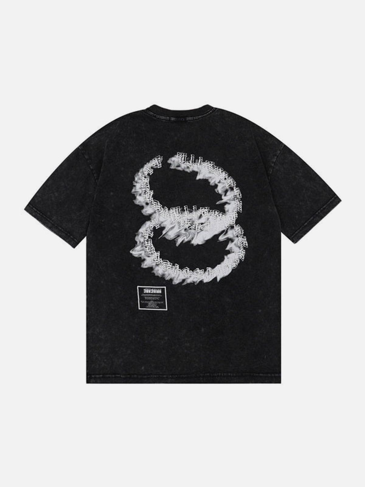 Letter Ferrule Washed Cotton Graphic Tee