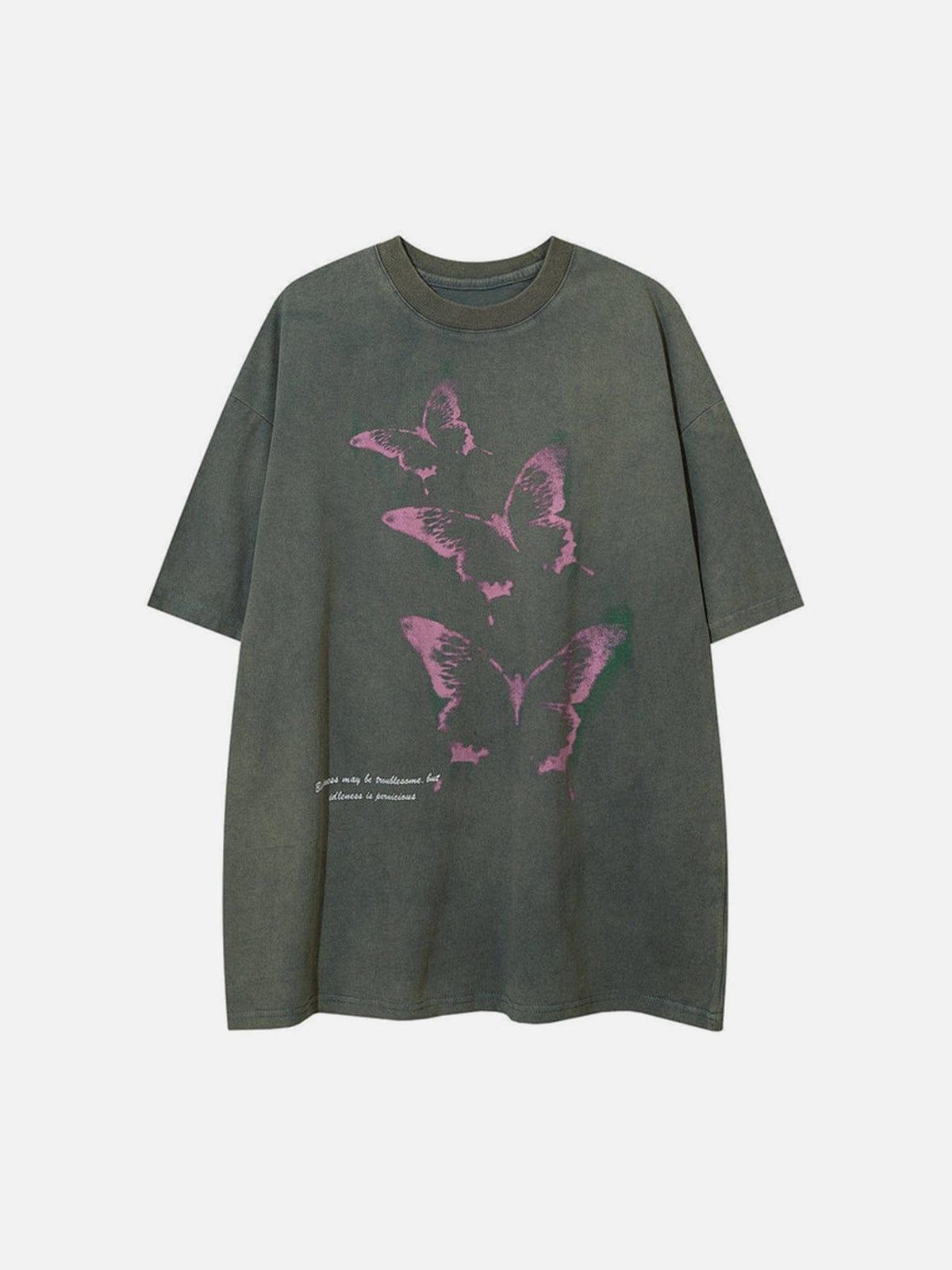 Punk Butterfly Graphic Washed Tee