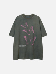 Punk Butterfly Graphic Washed Tee