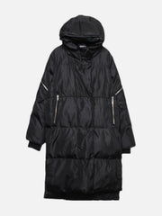 Function Dark Fake Zipper Long Winter Coat