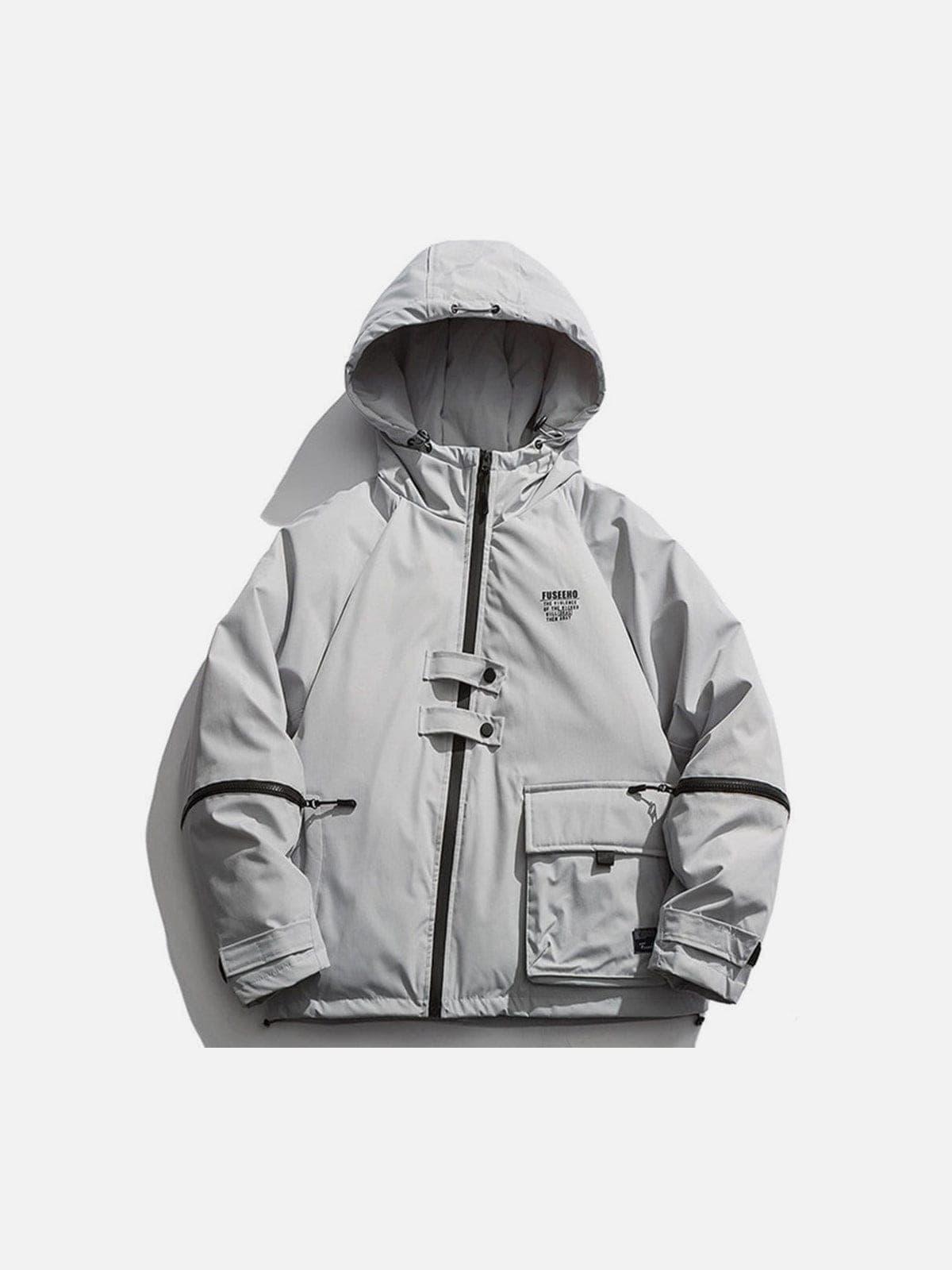 Function Arm Zipper Print Winter Coat