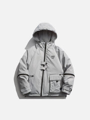 Function Arm Zipper Print Winter Coat