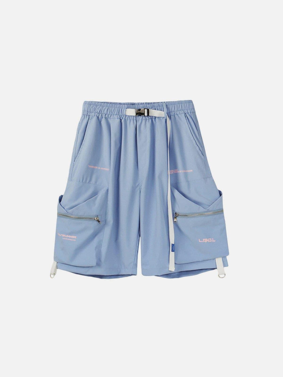 Function Belt Zipper Pockets Shorts