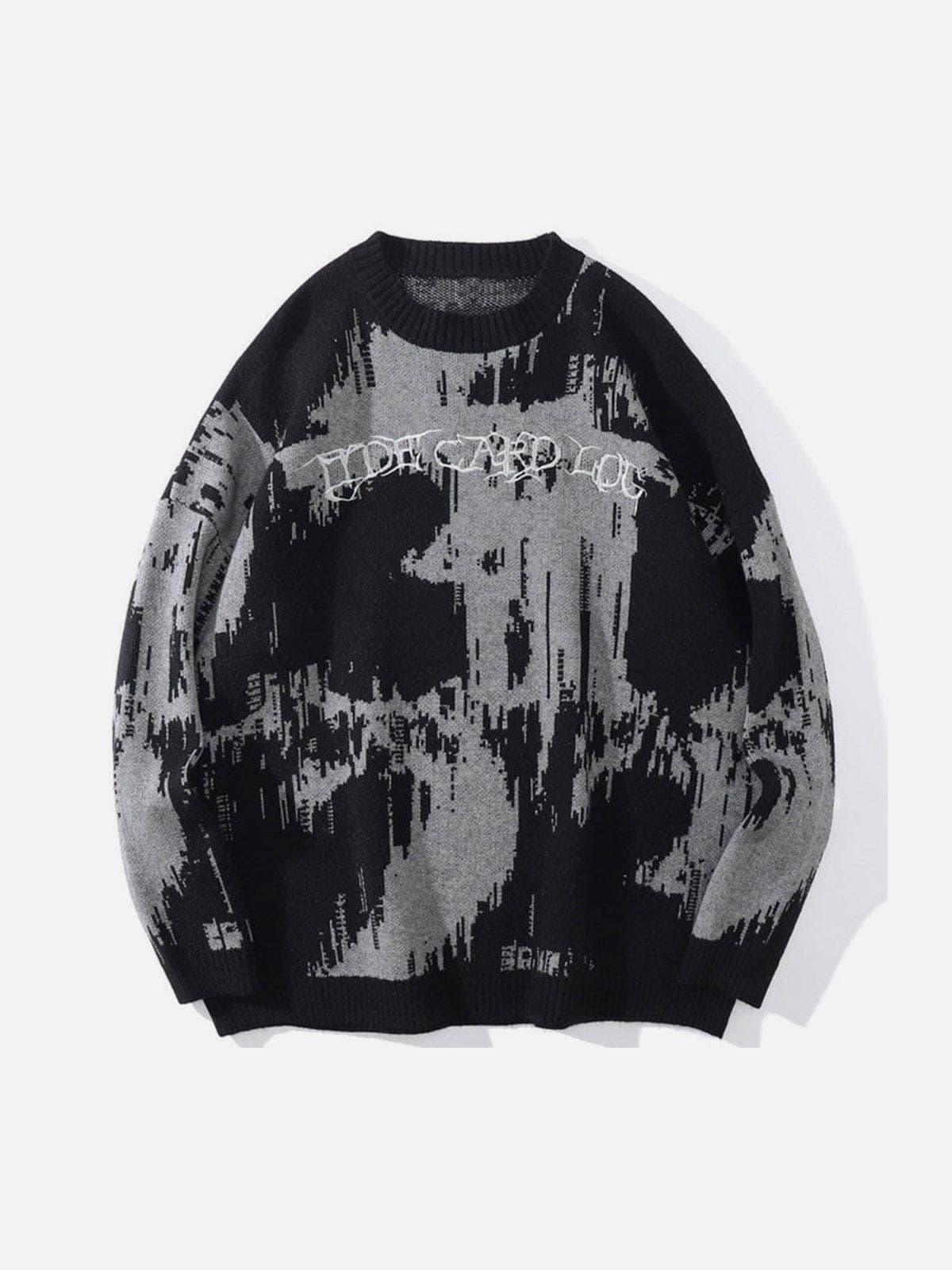 Tie Dye Embroidery Knitted Sweater